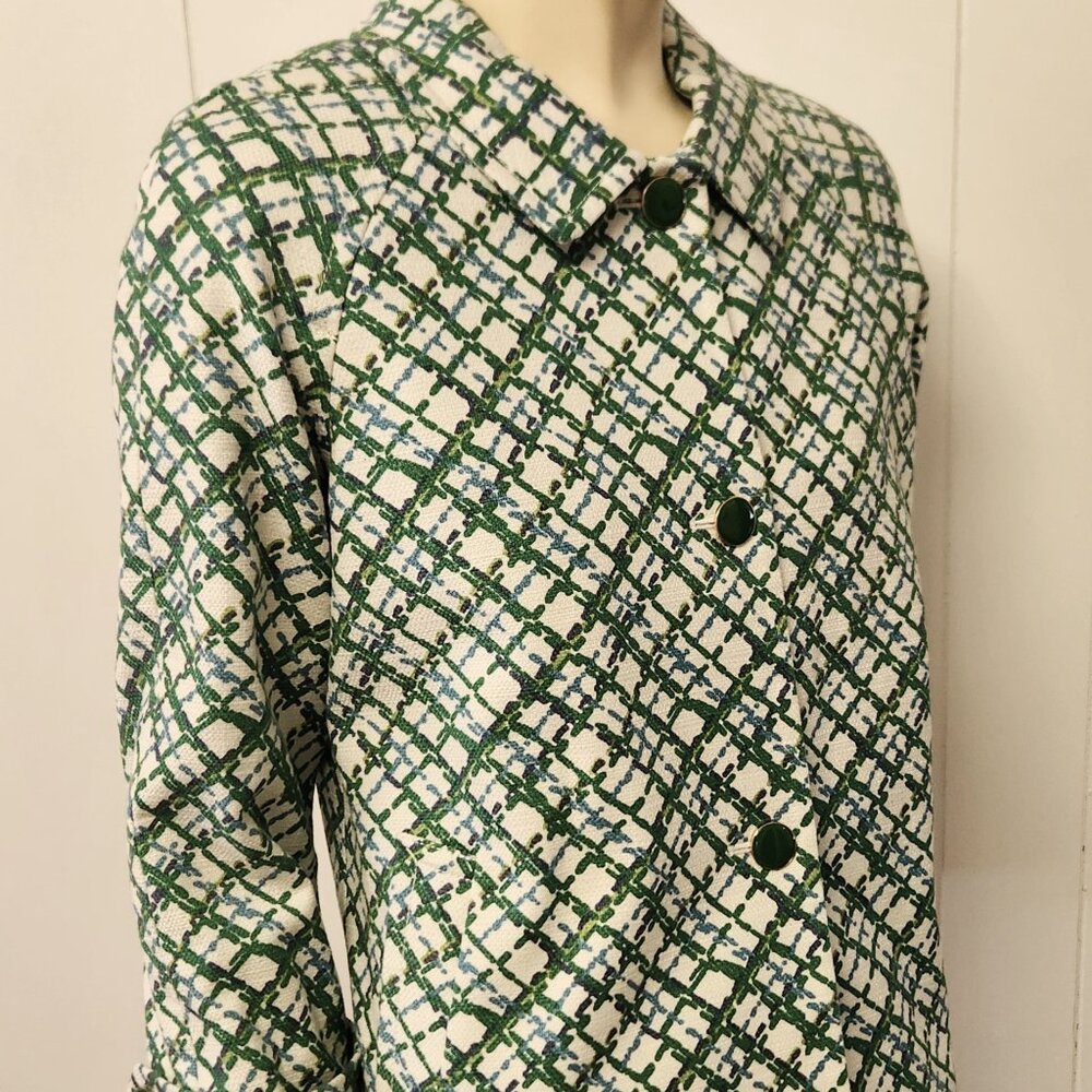 swing coat blazer 10 green blue Talbots cotton